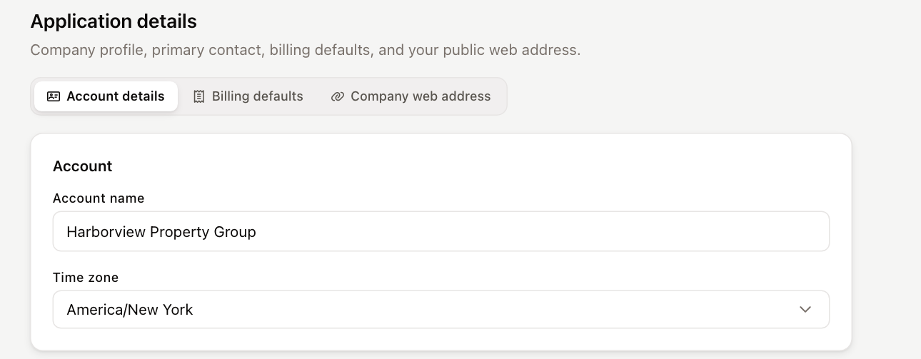 The Account details tab