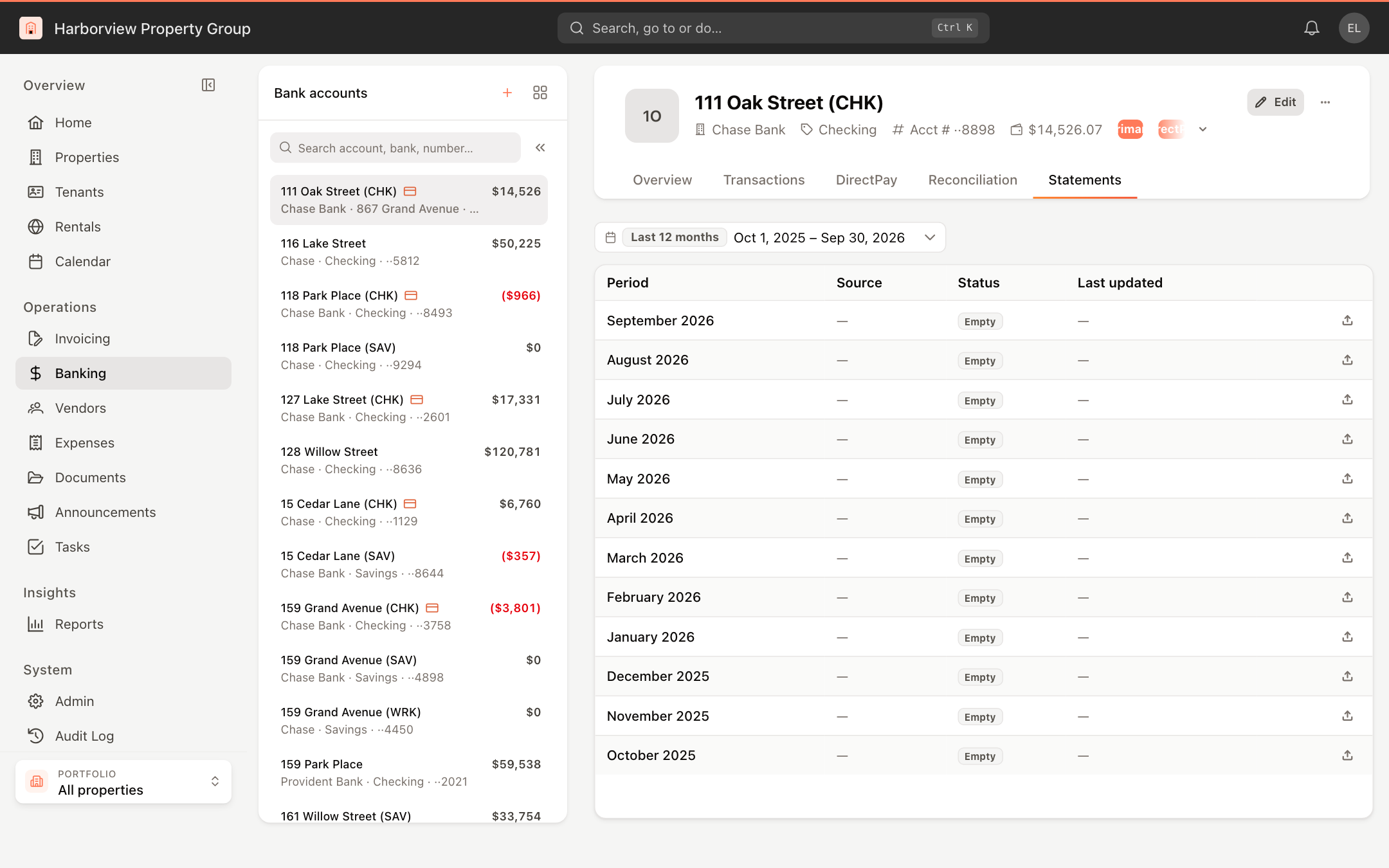 The Statements tab