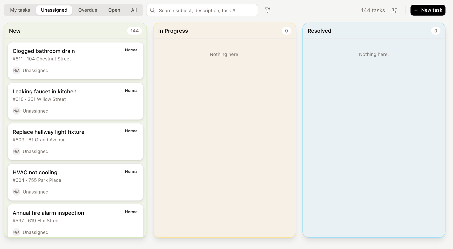 The Tasks board