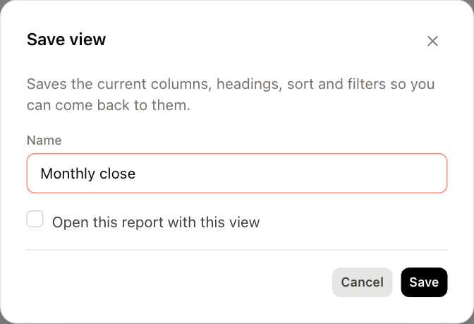 The Save view window