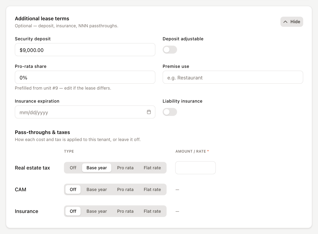 Pass-throughs in the Create a tenant wizard