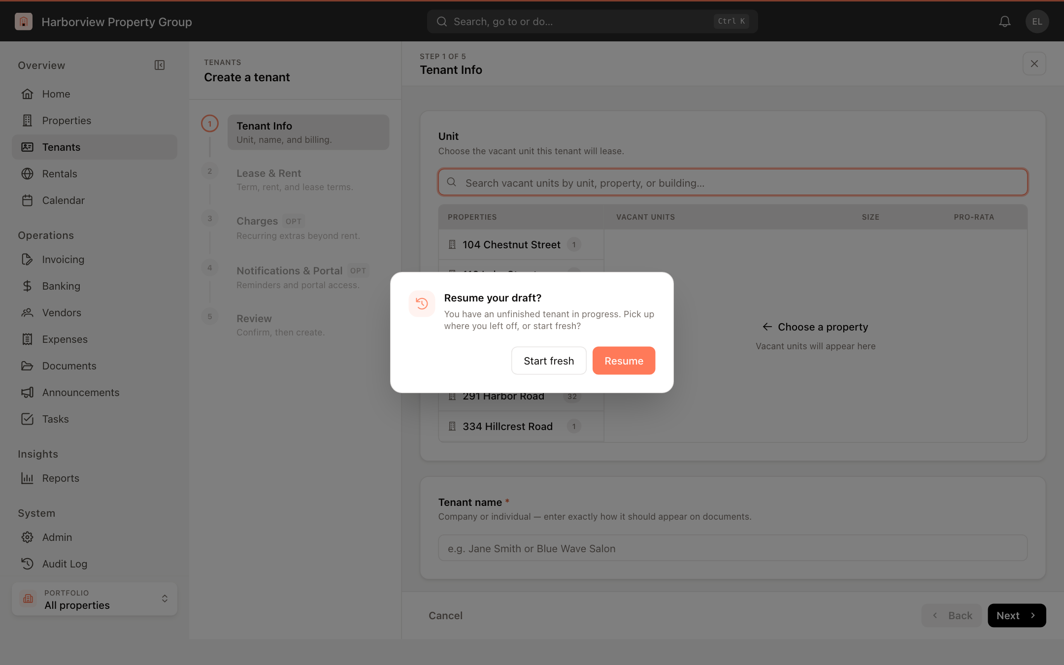 The Resume your draft prompt